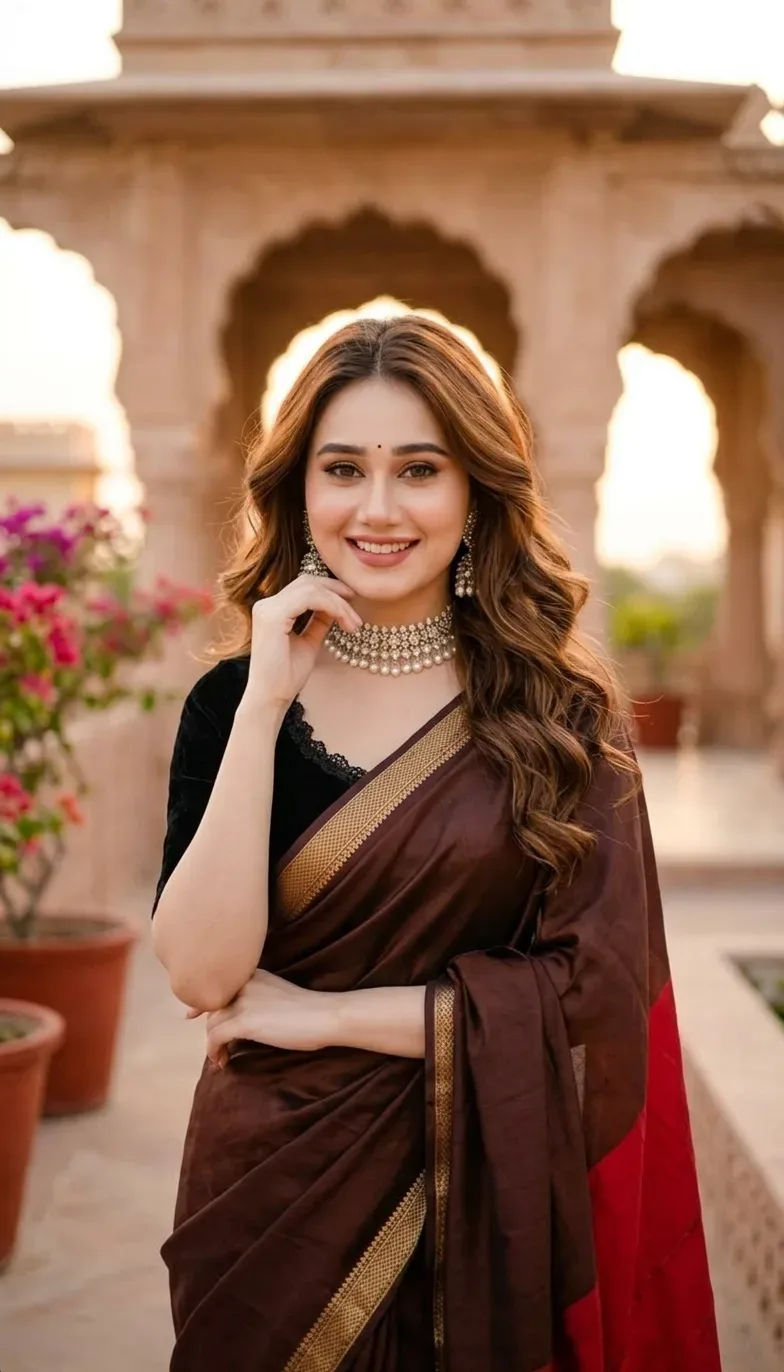 Elegant Indian Golden Hour Portrait AI Photo Prompt preview example result