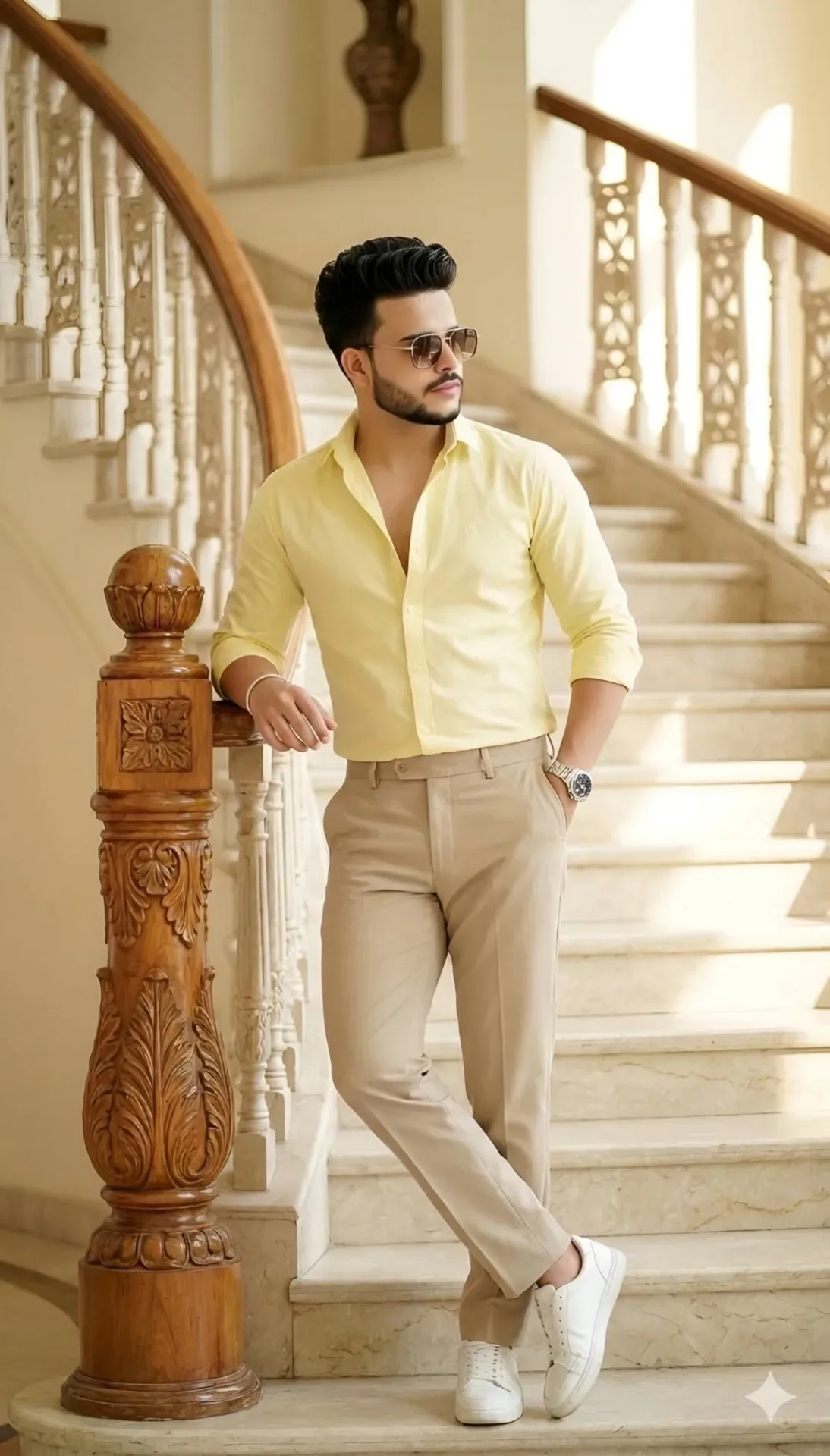 Elegant Staircase Luxury Portrait AI Photo Prompt preview example result
