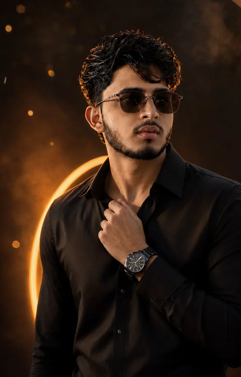 Ember Noir Cinematic Black Fashion Portrait AI Photo Prompt preview example result