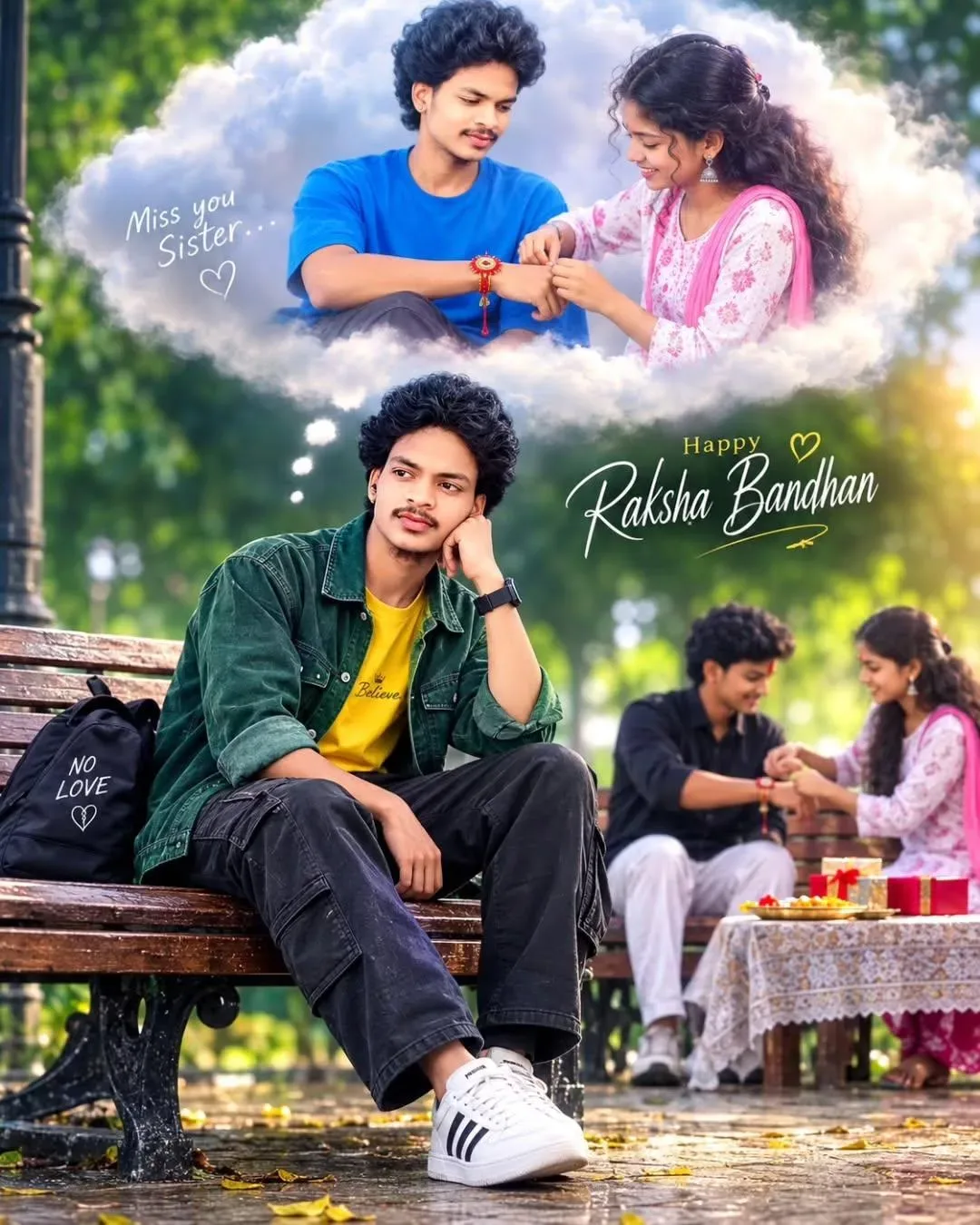 Emotional Raksha Bandhan Composite Of Boy & Sister AI Photo Prompt preview example result