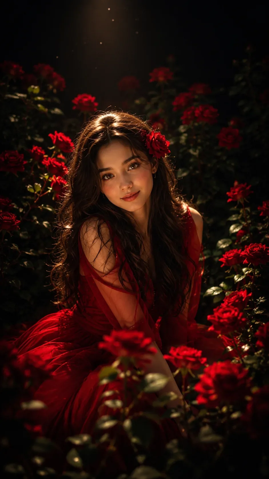 Enchanted Roses garden and midnight AI Photo Prompt preview example result