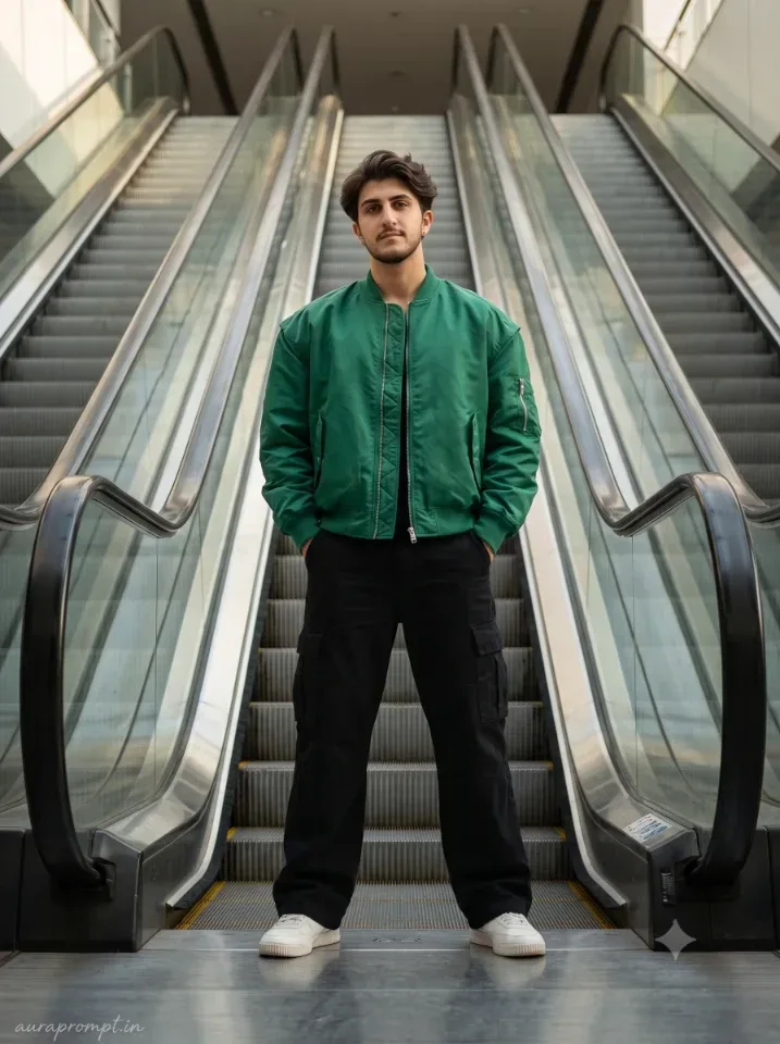 Escalator Rise Editorial Trending Instagram AI Photo Prompt preview example result