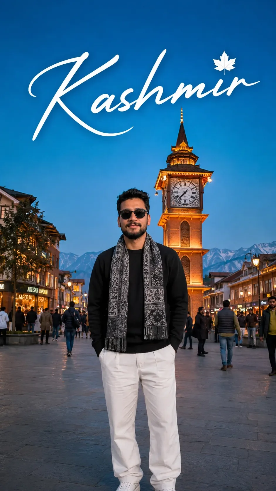 Evening At Kashmir Town Square AI Photo Prompt preview example result
