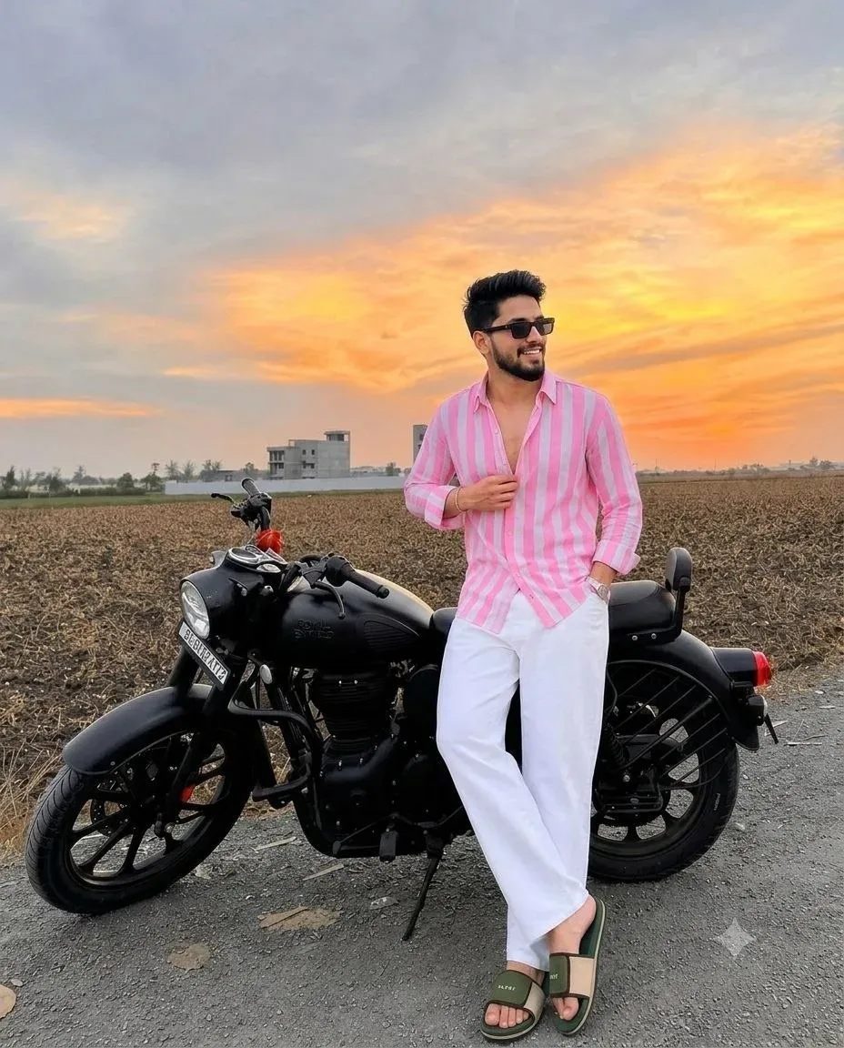 Evening Royal Enfield Pose AI Photo Prompt preview example result