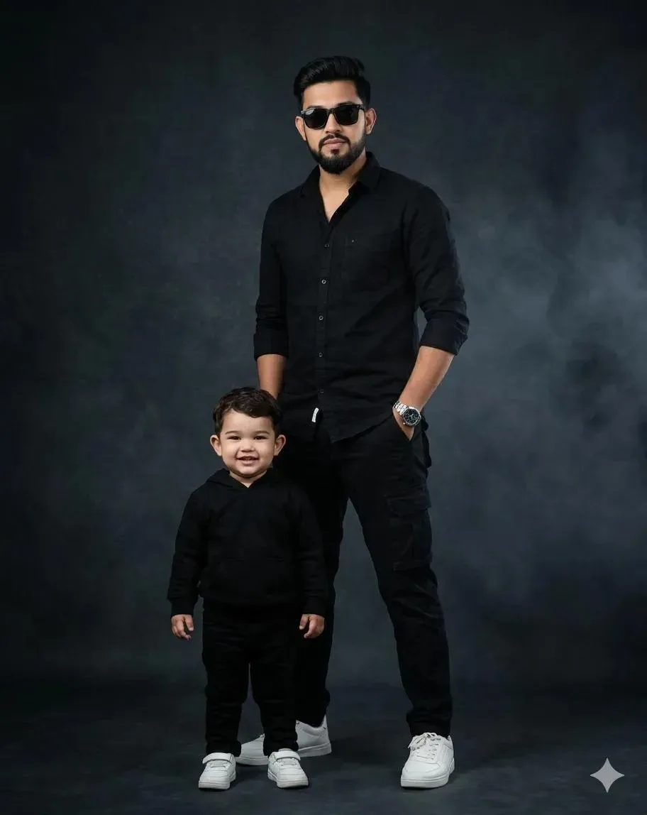 Father And Son Cinematic Portrait Image AI Photo Prompt preview example result