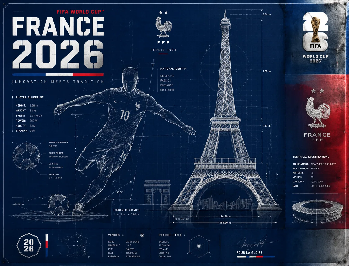 Fifa World Cup 2026 France Blueprint Poster AI Photo Prompt generated preview