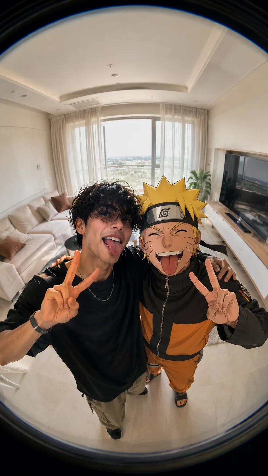 Fisheye Anime Selfie AI Photo Prompt preview example result
