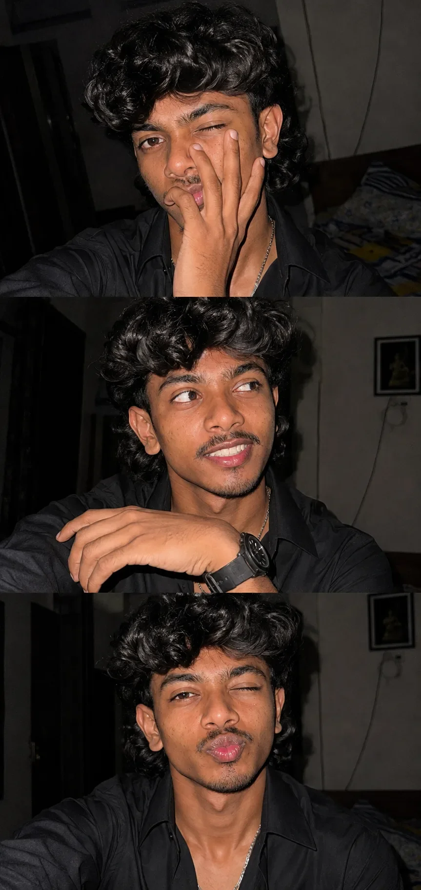 # Flash Night Selfie **Ultra-Realistic Nighttime Selfie Collage — Playful Instagram Aesthetic AI Photo Prompt preview example result