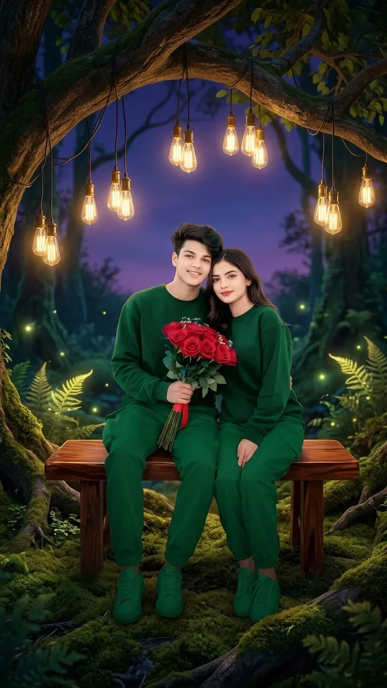 Forest Magic Couple Portrait AI Photo Prompt preview example result