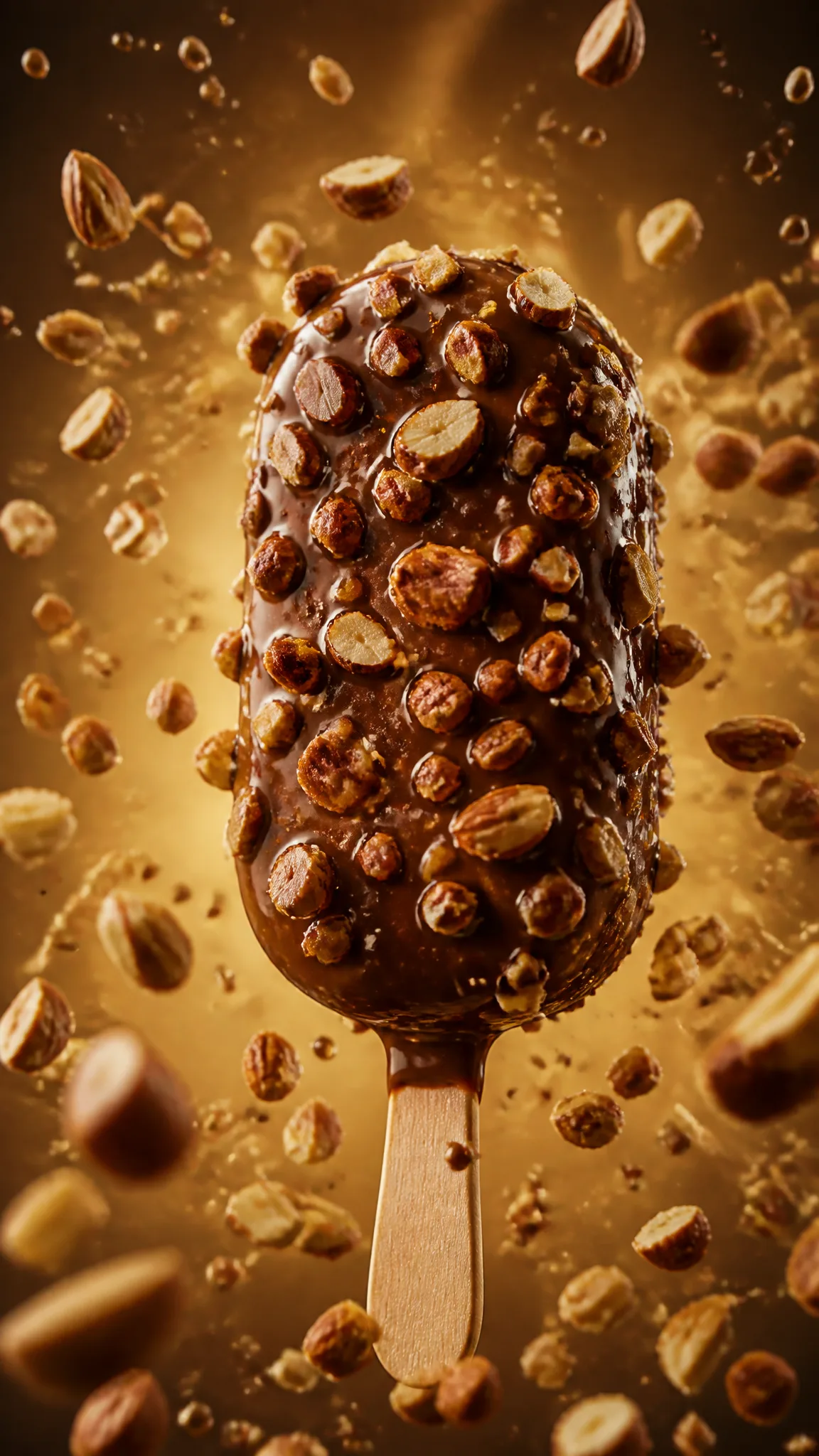 Freshly Chocolate-Coated Ice Cream Bar Surrounded AI Photo Prompt generated preview