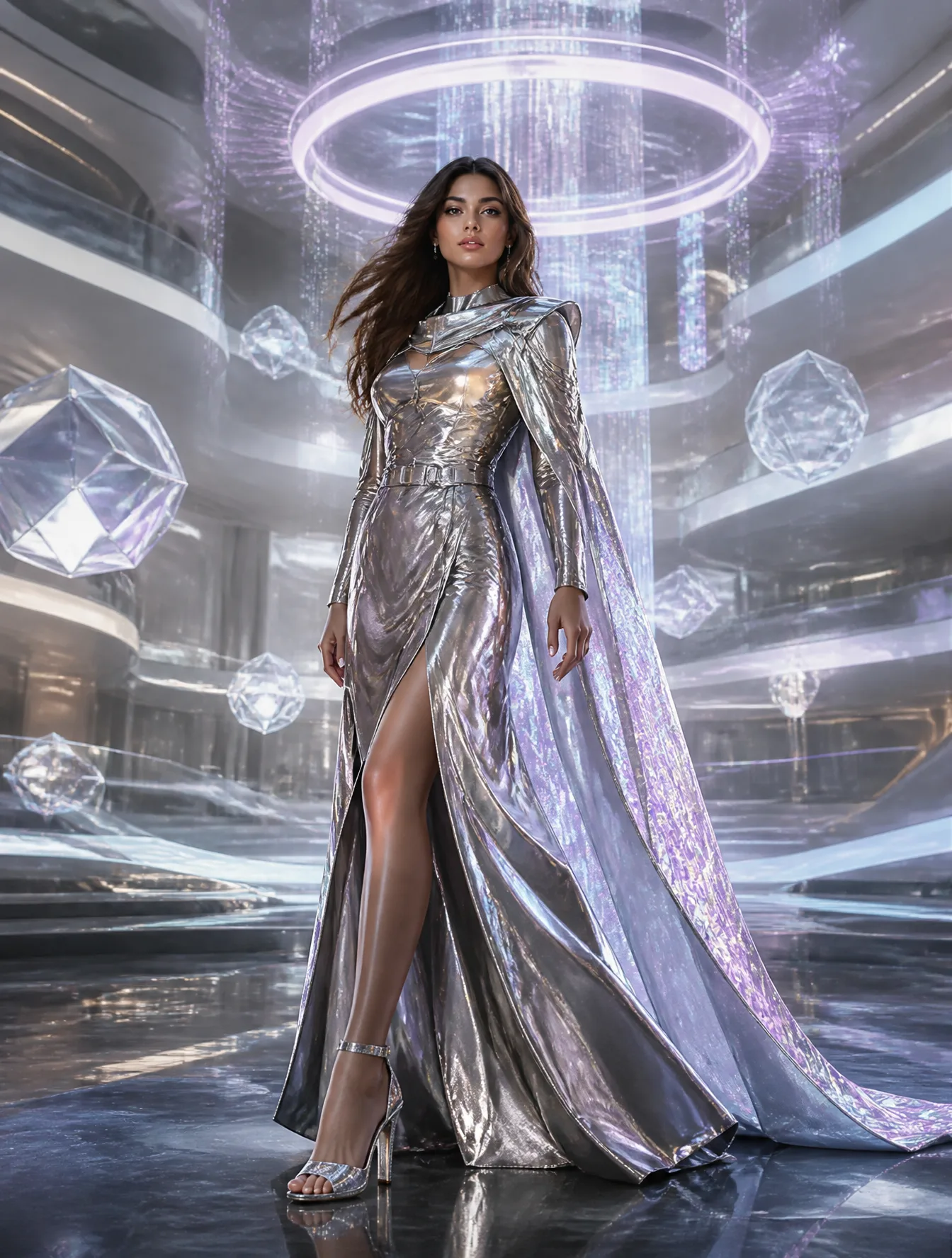 Futuristic Fashion Editorial Featuring A Confident AI Photo Prompt generated preview