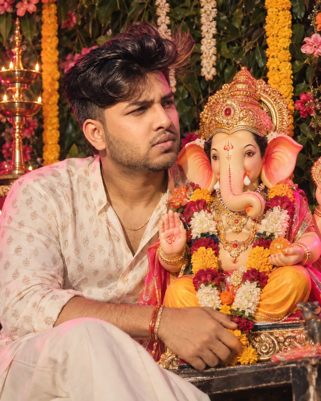 Ganesh Chaturthi Celebration Portrait AI Photo Prompt preview example result