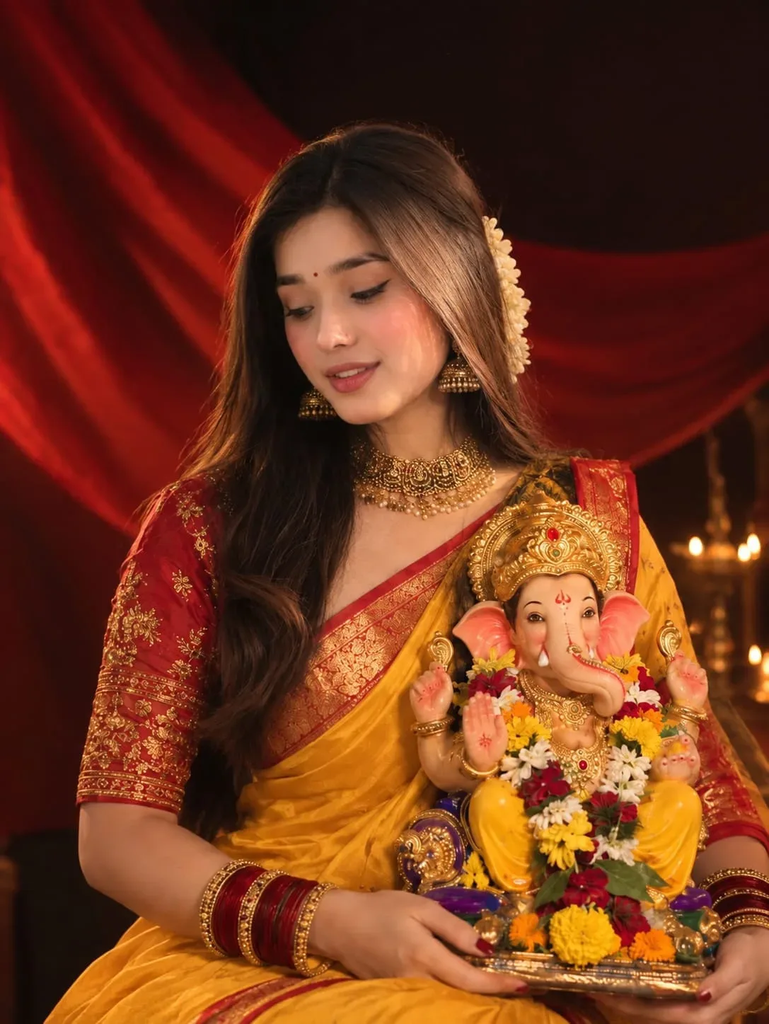 Ganesh Chaturthi Special Realistic Ganpati Bappa AI Photo Prompt preview example result