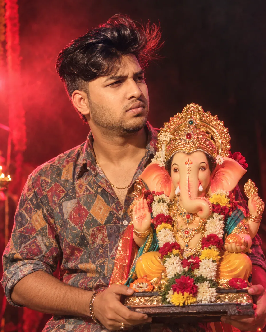 Ganpati Bappa Morya Festive Portrait AI Photo Prompt preview example result