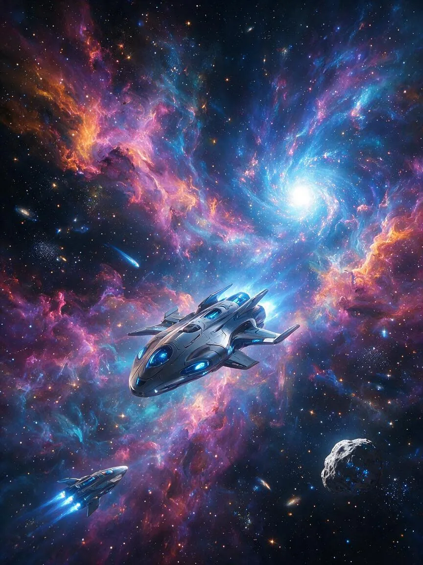 Generate An Aesthetic Futuristic View Of Space AI Photo Prompt generated preview