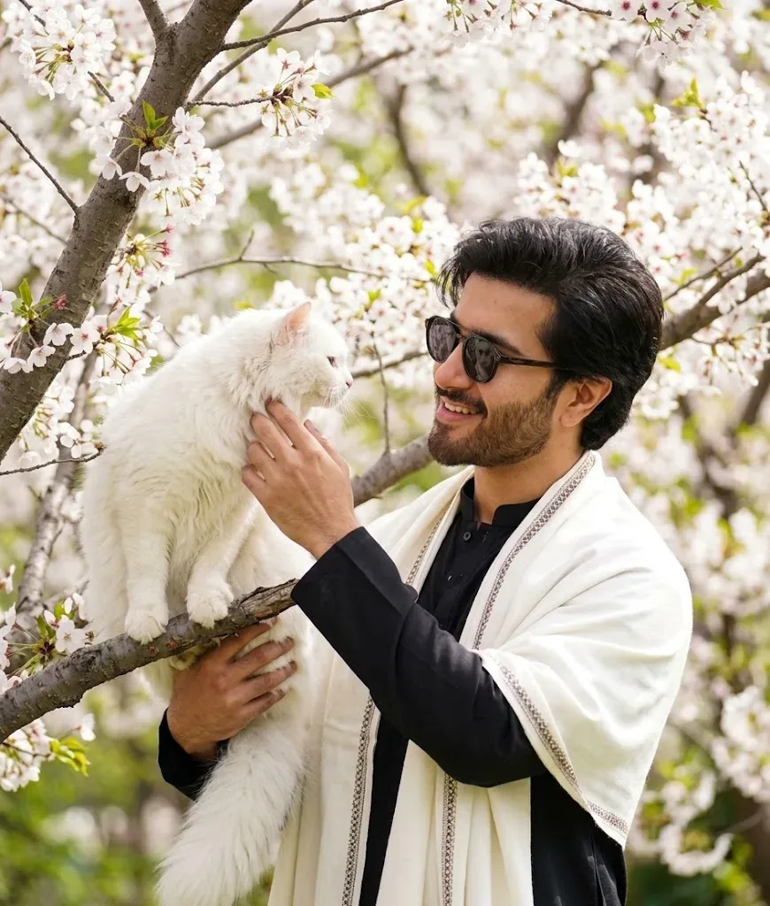 Gentle Moments Under The Blossoms AI Photo Prompt preview example result