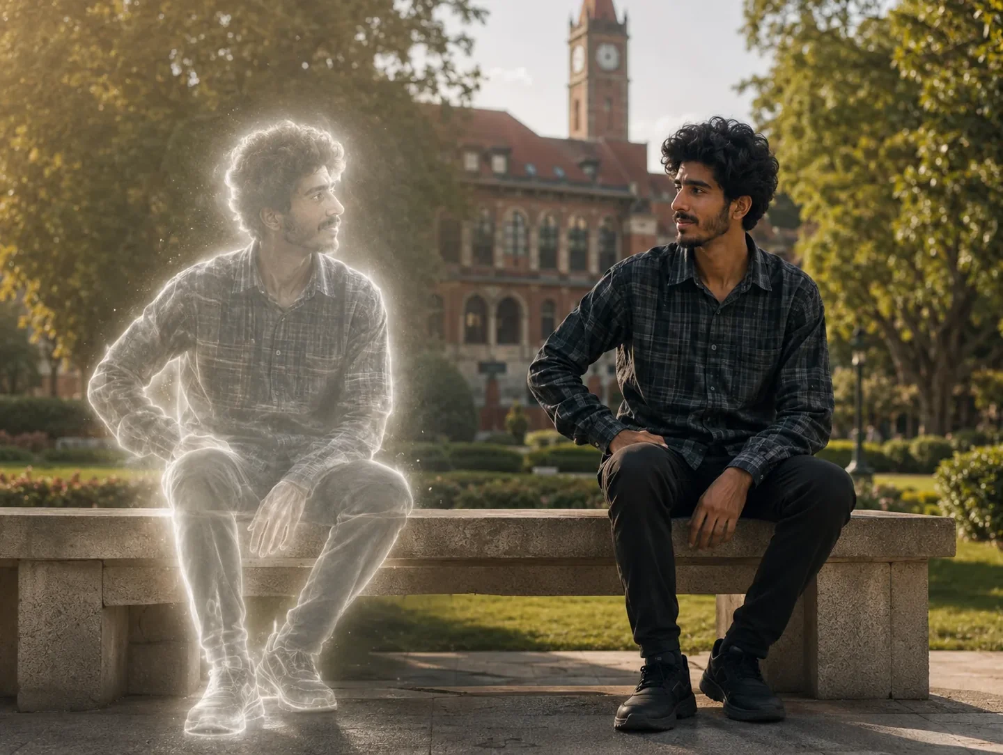 Ghost Reflection Cinematic AI Prompt | Emotional Double Exposure Editorial Portrait preview example result