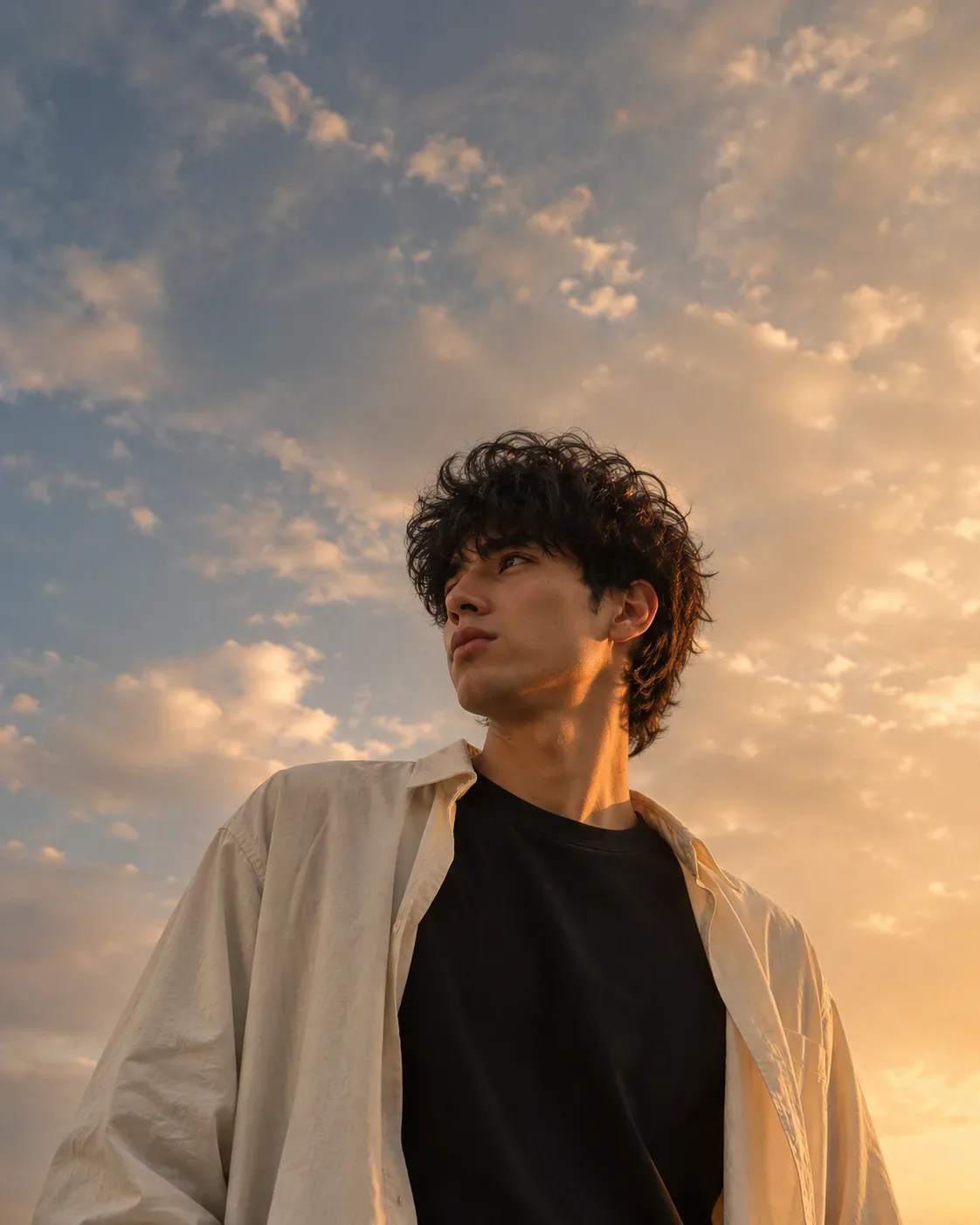 Golden Atmosphere Minimalist Cinematic Sky Portrait AI Photo Prompt preview example result