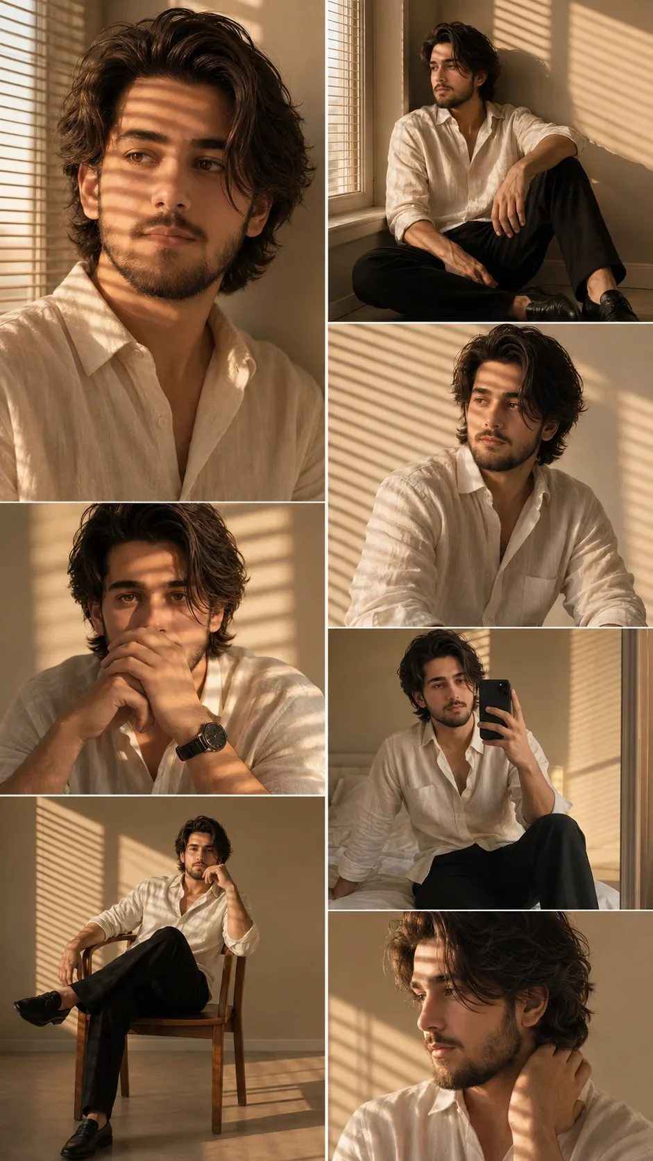 Golden Blinds Portrait Collage AI Photo Prompt preview example result