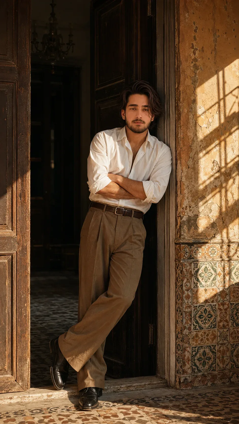 Golden Doorway In A Vintage Courtyard AI Photo Prompt preview example result