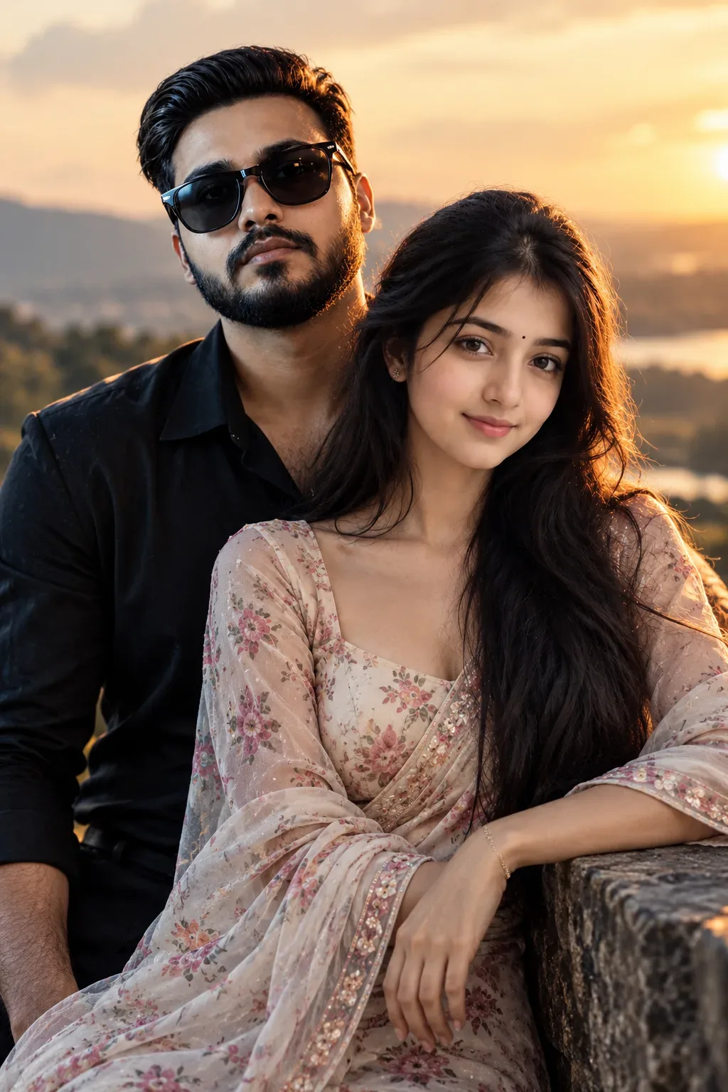 Golden Hour Cinematic Couple AI Photo Prompt preview example result