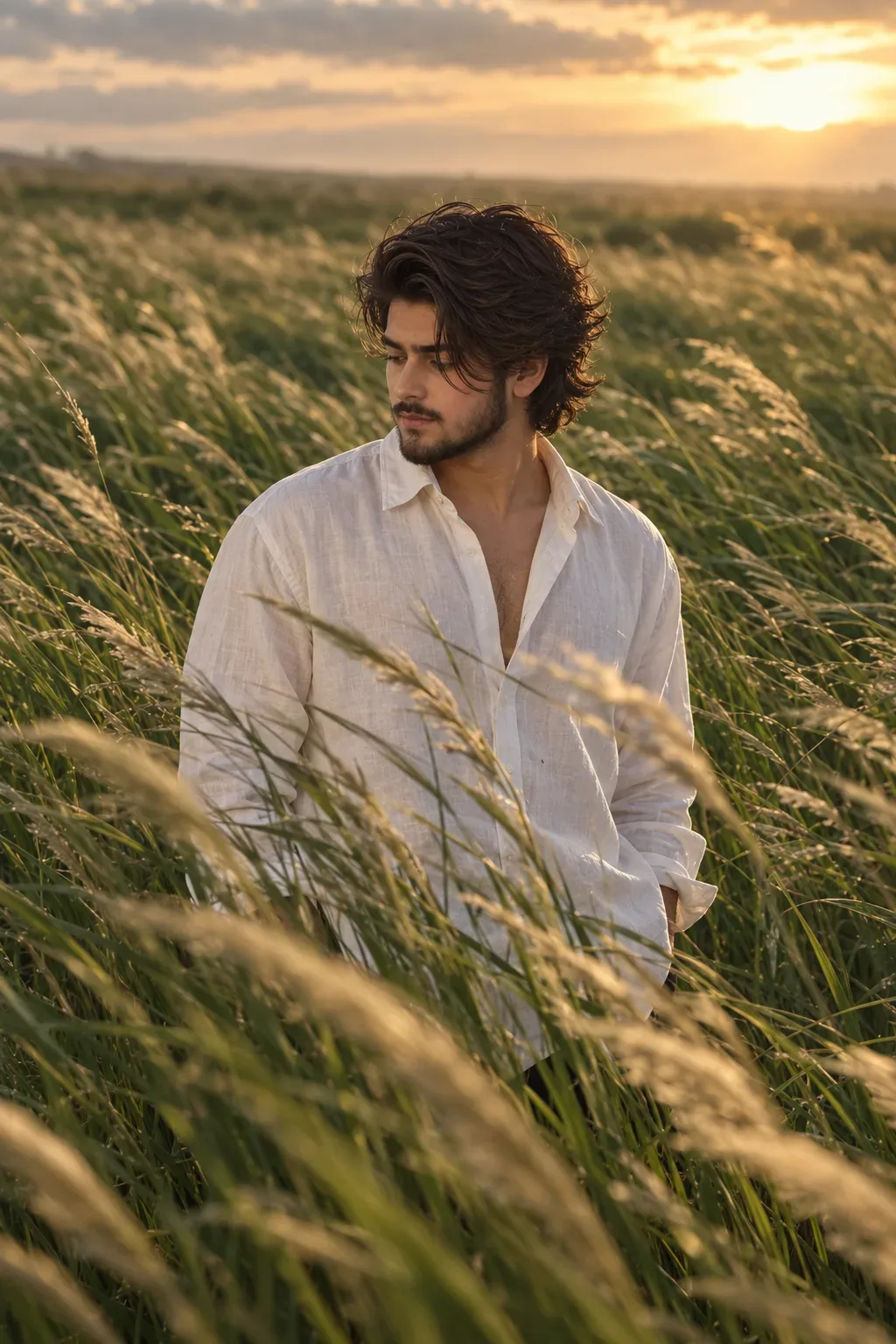 Golden Hour In The Wild Grasses AI Photo Prompt preview example result