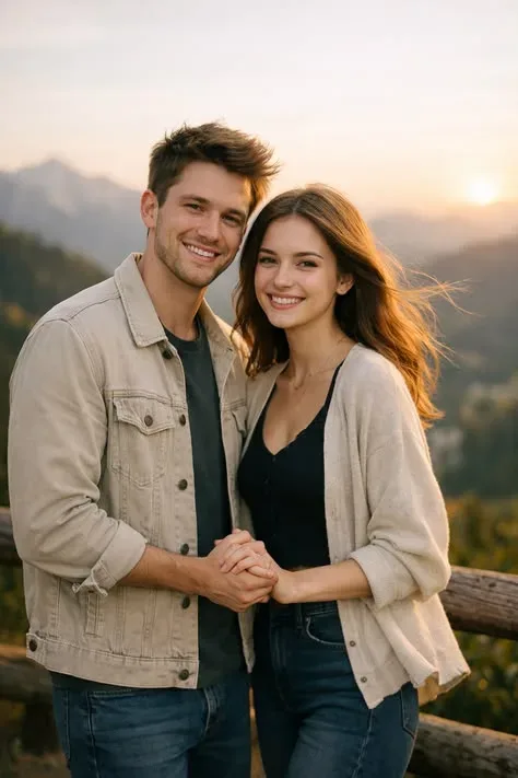 Golden Hour Mountain Romance AI Photo Prompt preview example result
