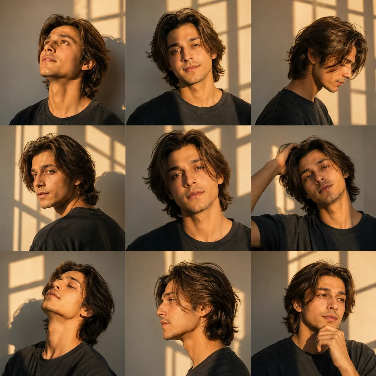 Golden Hour Portrait Collage AI Prompt | 3×3 Cinematic Editorial Grid Photography preview example result