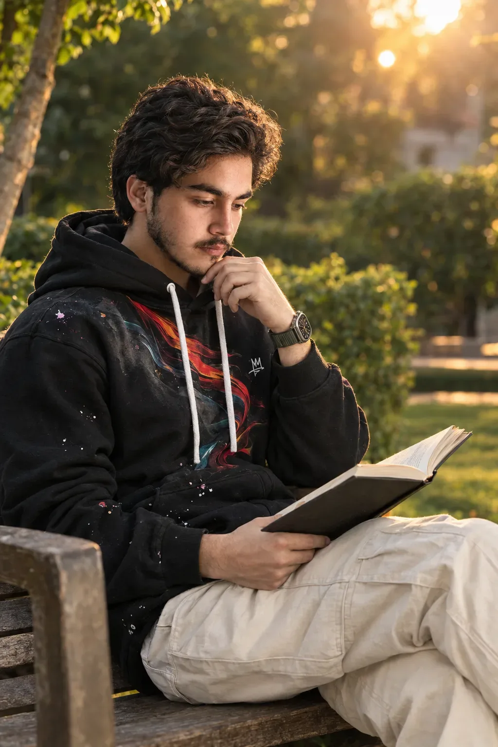 Golden Hour Reader Peaceful Garden Vibes AI Photo Prompt preview example result
