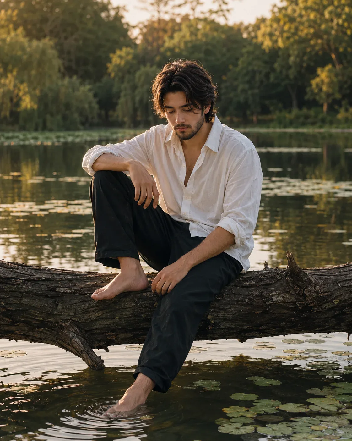 Golden-hour Reflection By The Lake AI Photo Prompt preview example result
