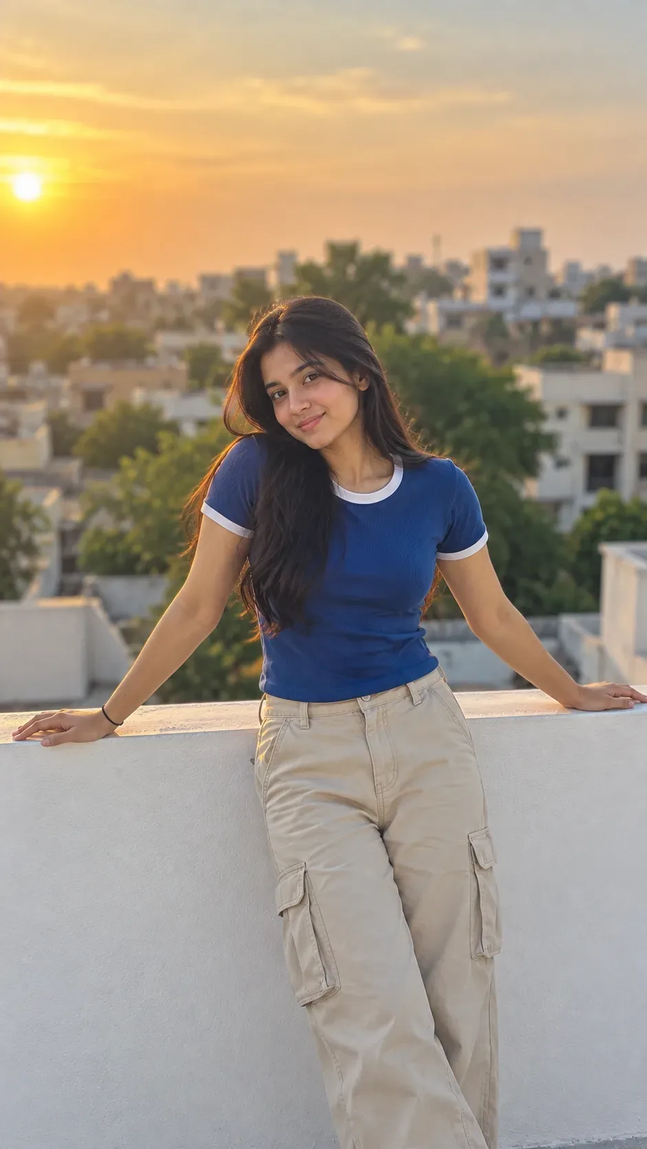 Golden-hour Rooftop Girl Portrait Exact Style AI Photo Prompt preview example result