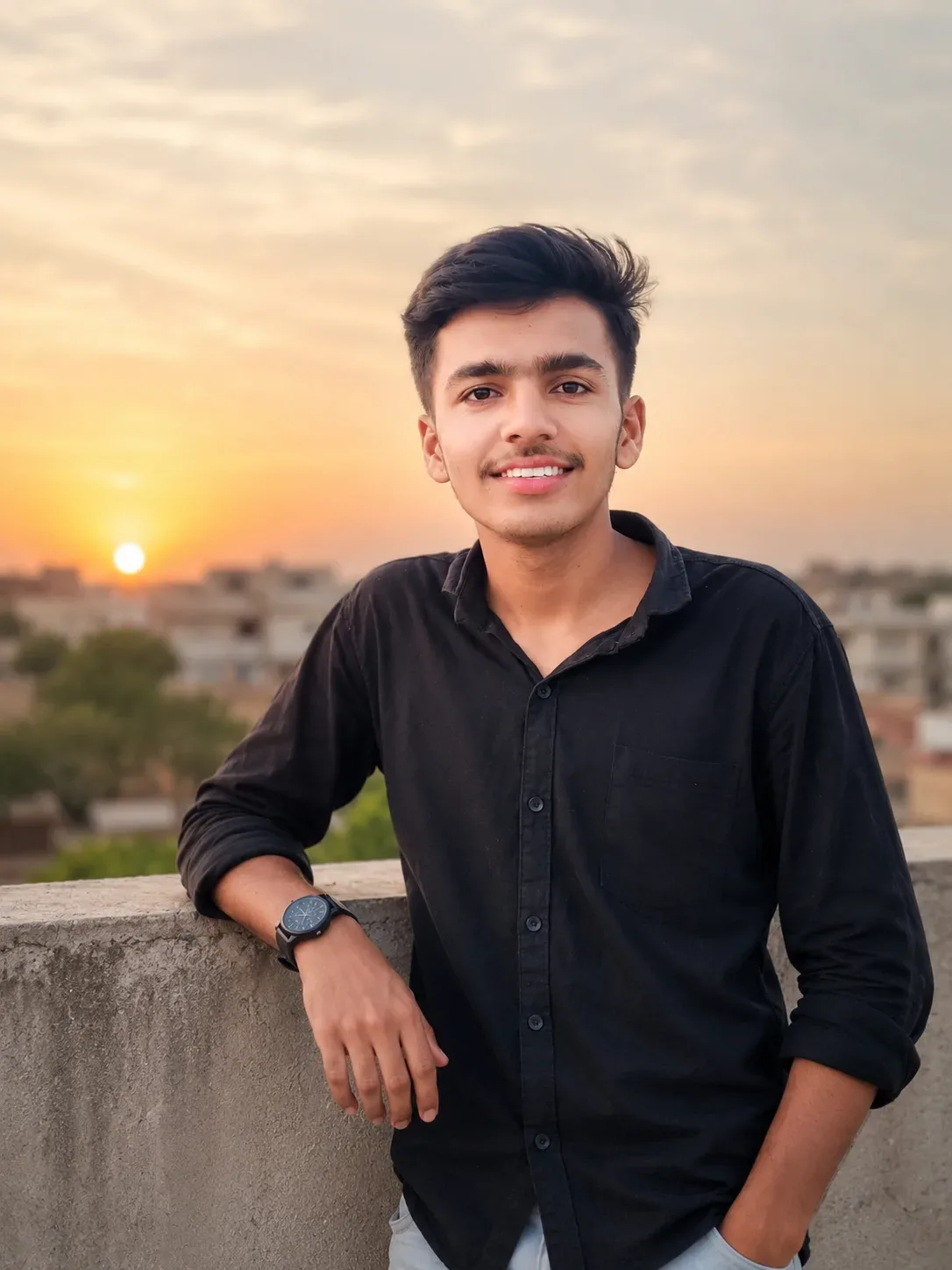 Golden Hour Rooftop Portrait AI Photo Prompt Edition 2 preview example result