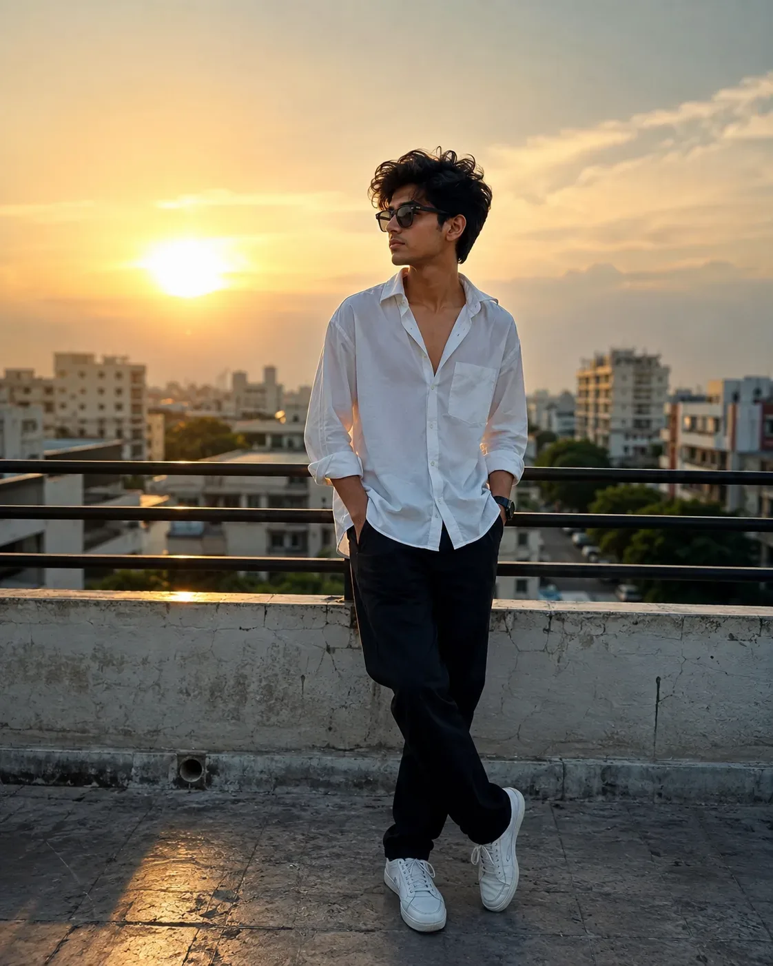 Golden Hour Rooftop Portrait AI Photo Prompt preview example result