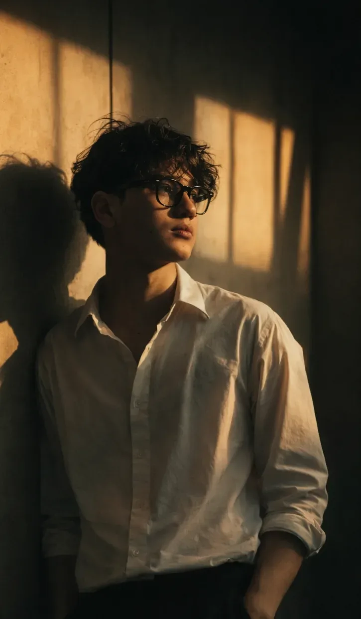 Golden Hour Shadows Cinematic Editorial Portrait AI Photo Prompt preview example result