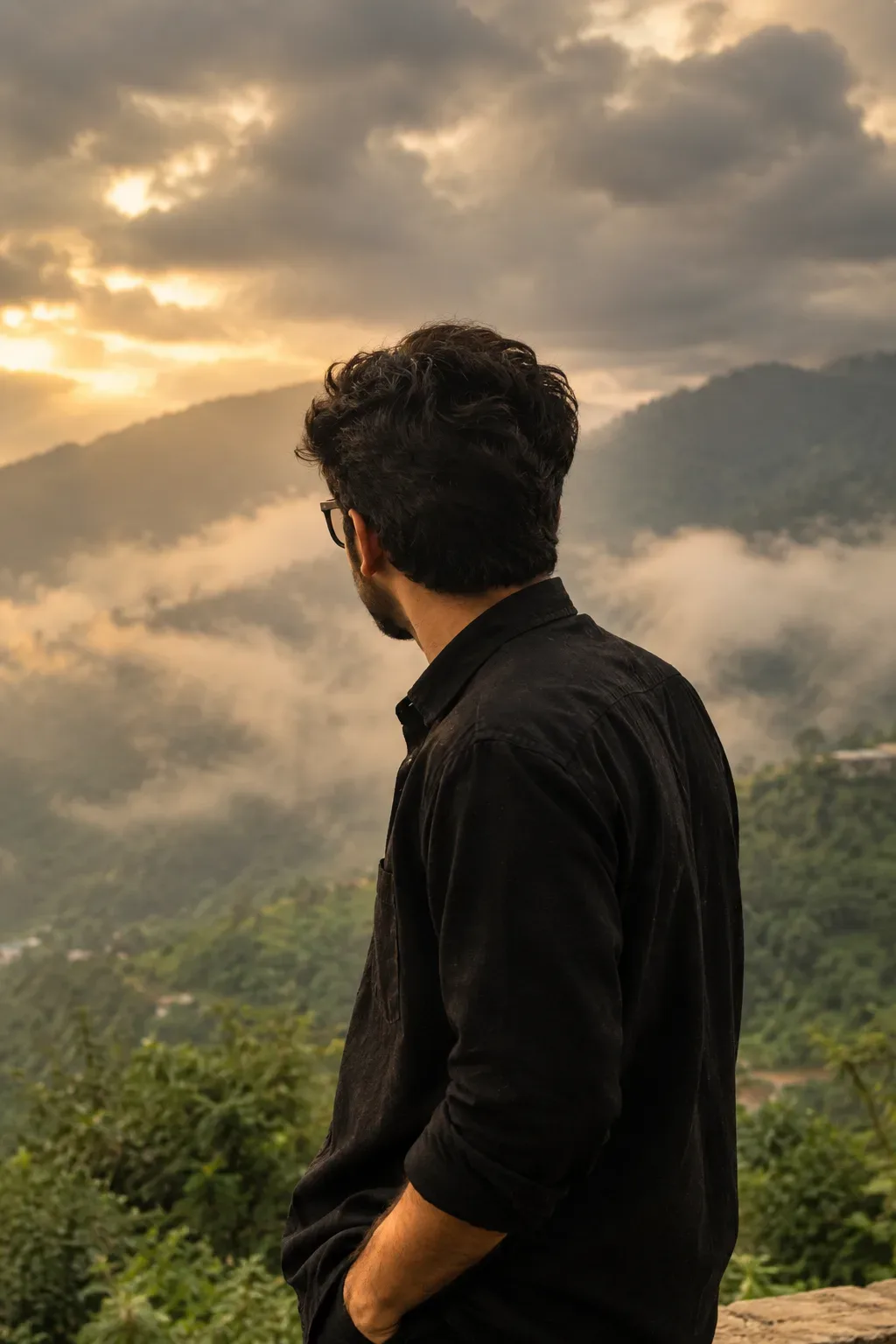 Golden Hour Solitude In The Mountains AI Photo Prompt preview example result