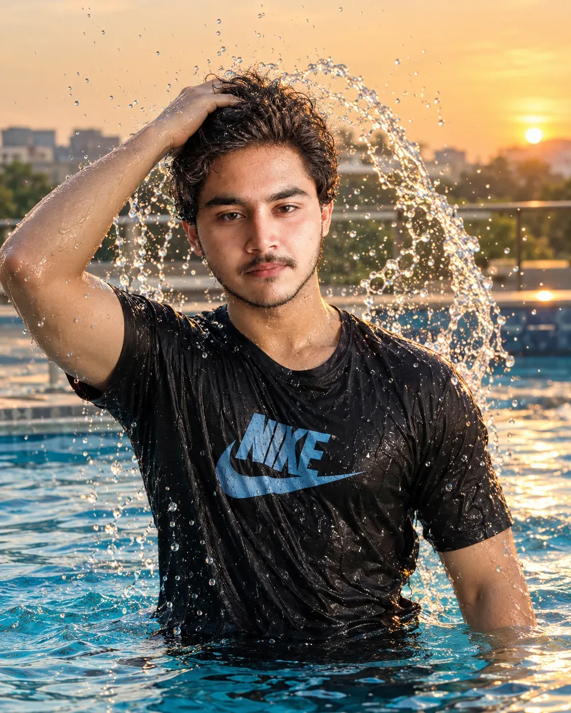 Golden Hour Splash Summer Luxe AI Photo Prompt preview example result