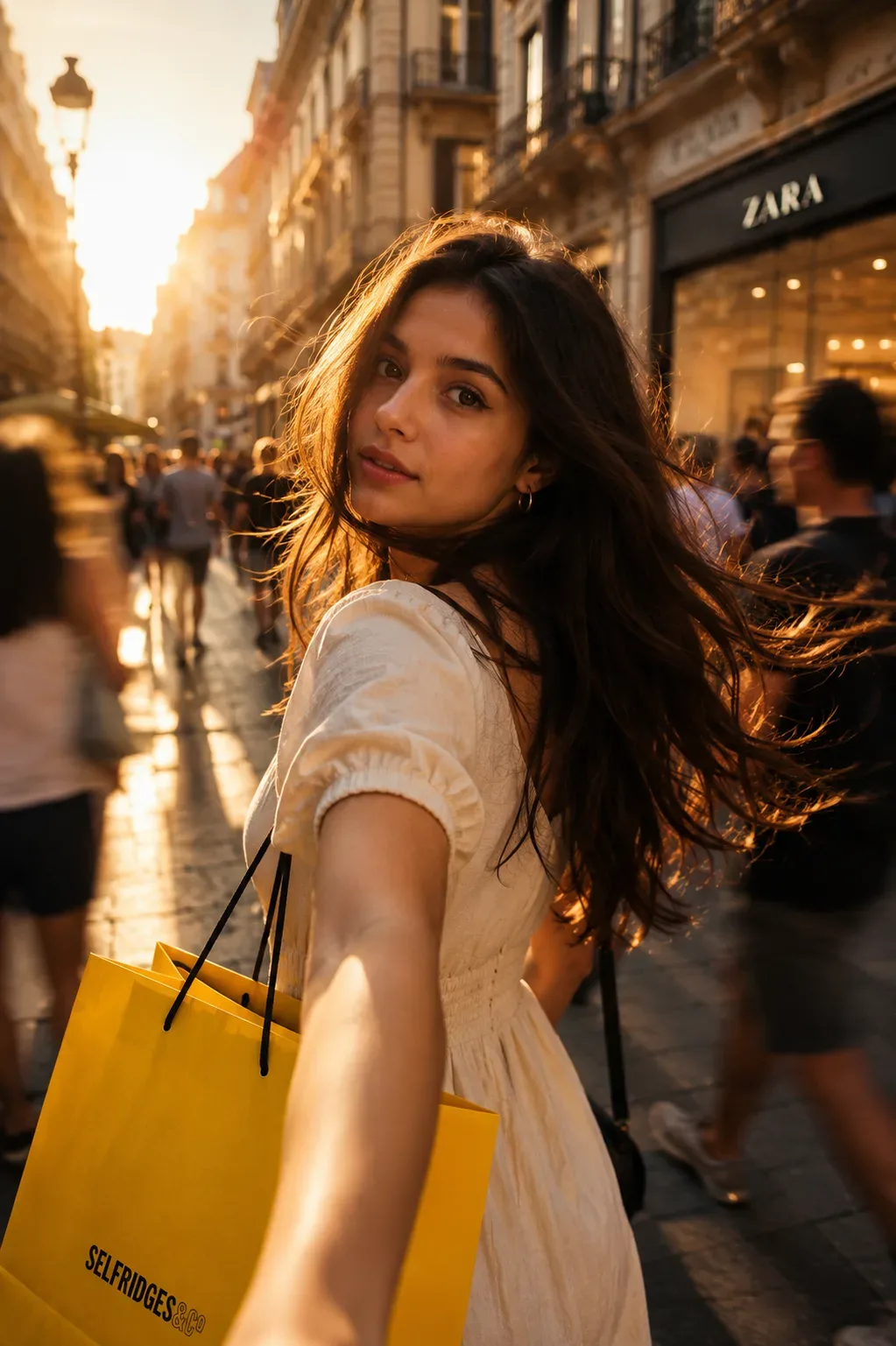 Golden Hour Street Portrait Cinematic Urban Editorial Fashion Photography AI Photo Prompt preview example result