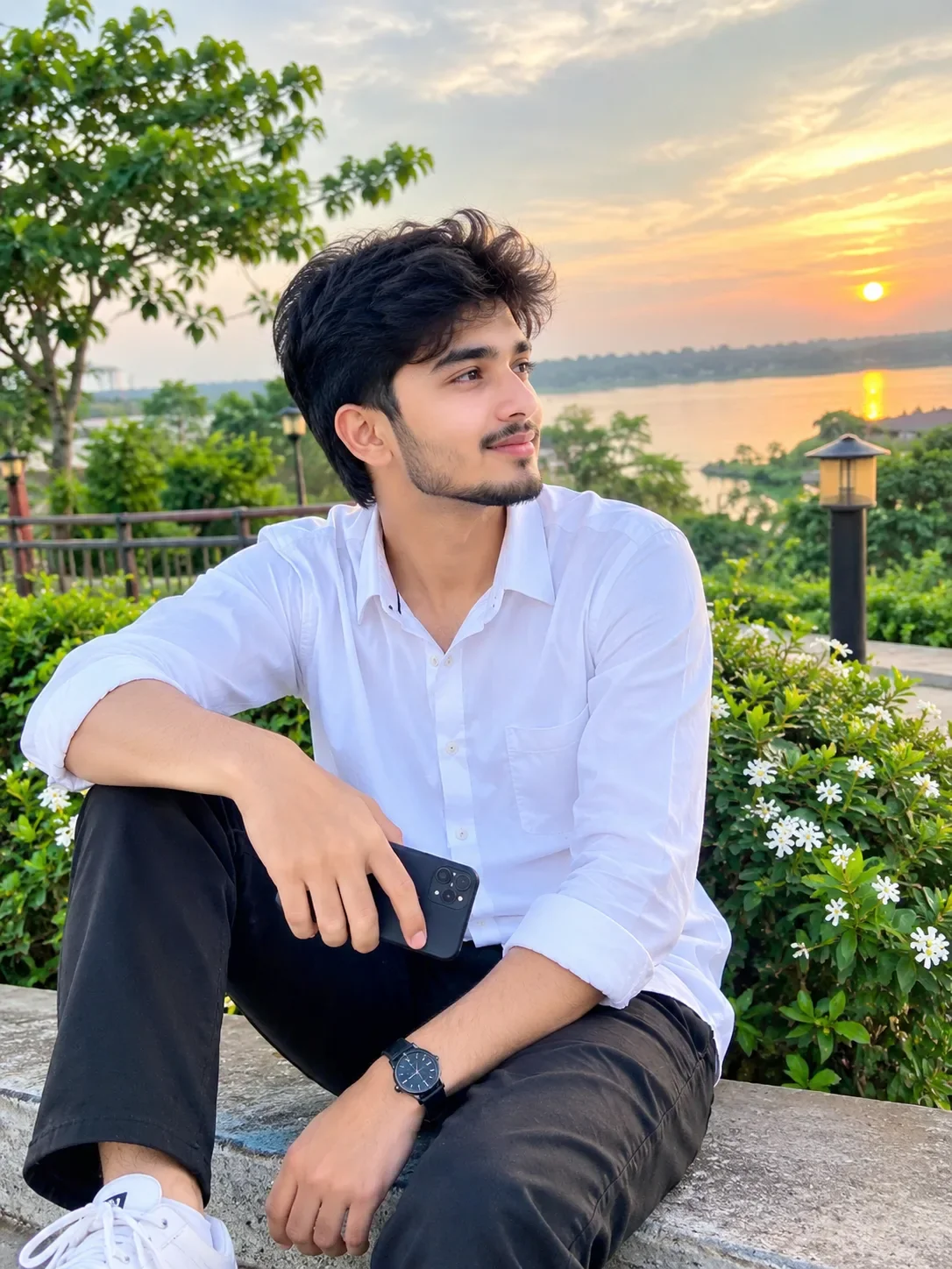 Golden Hour Sunset Beach Aesthetic Portrait AI Photo Prompt preview example result