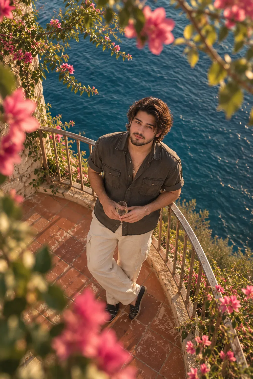 Golden-hour Terrace By The Sea AI Photo Prompt preview example result