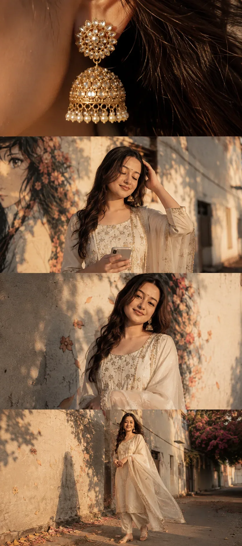 Golden Jhumkas In Sunlit Serenity AI Photo Prompt preview example result