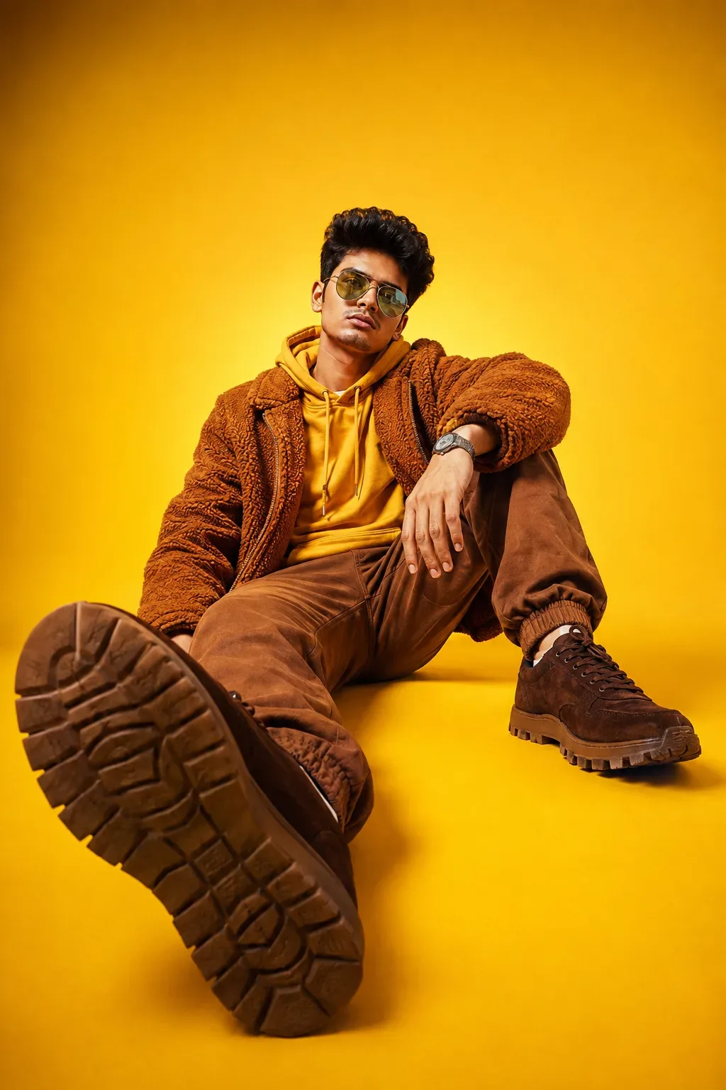 Golden Monochrome Streetwear Editorial AI Photo Prompt preview example result
