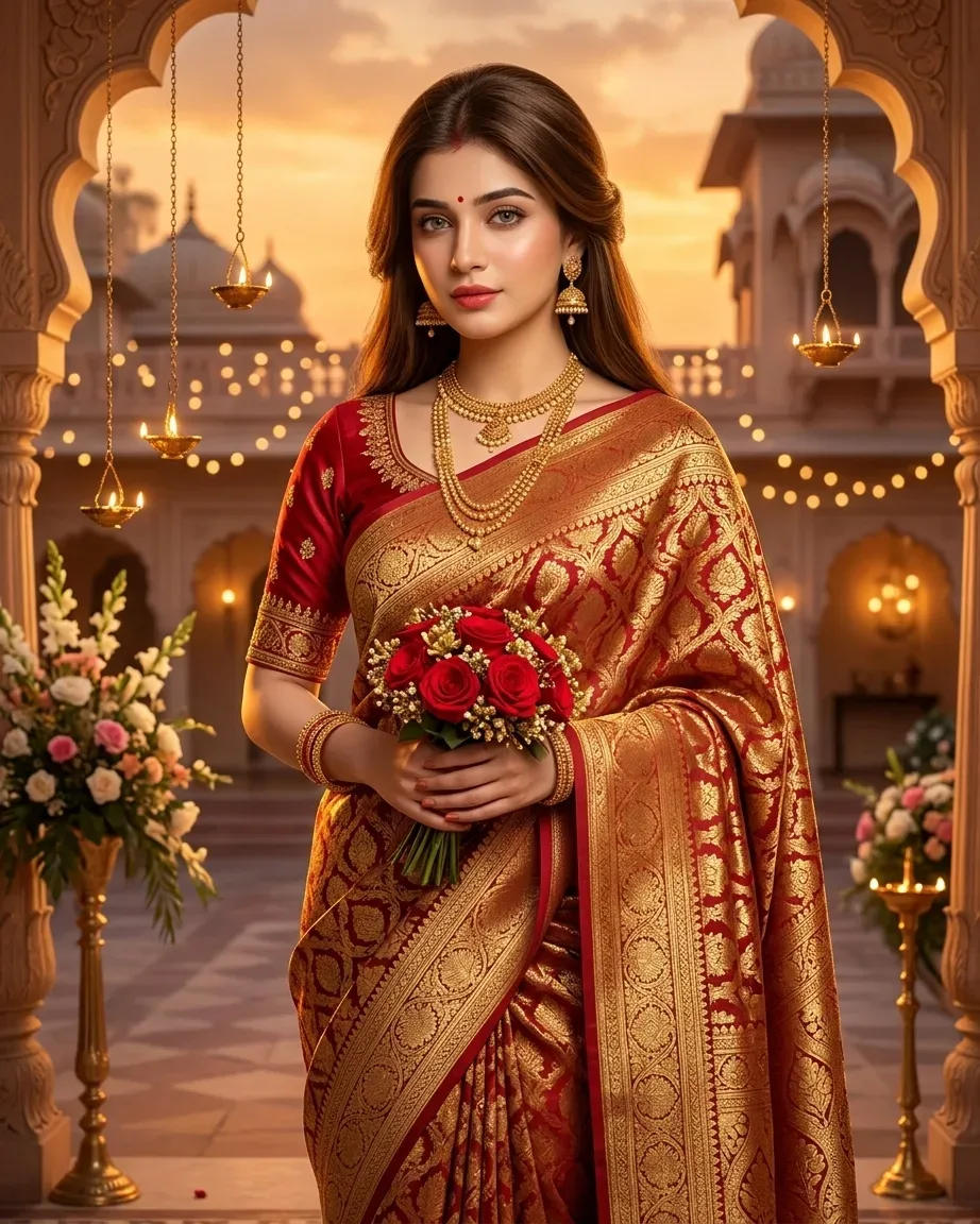 Golden Red Sareev Palace Portrait AI Photo Prompt preview example result