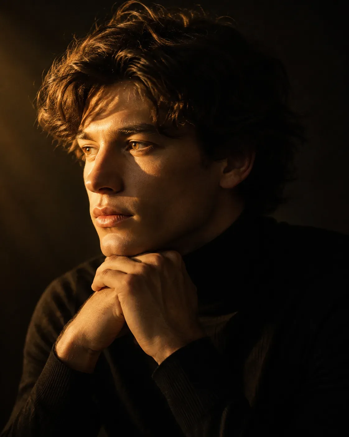 Golden Silence Cinematic Editorial Portrait AI Photo Prompt preview example result