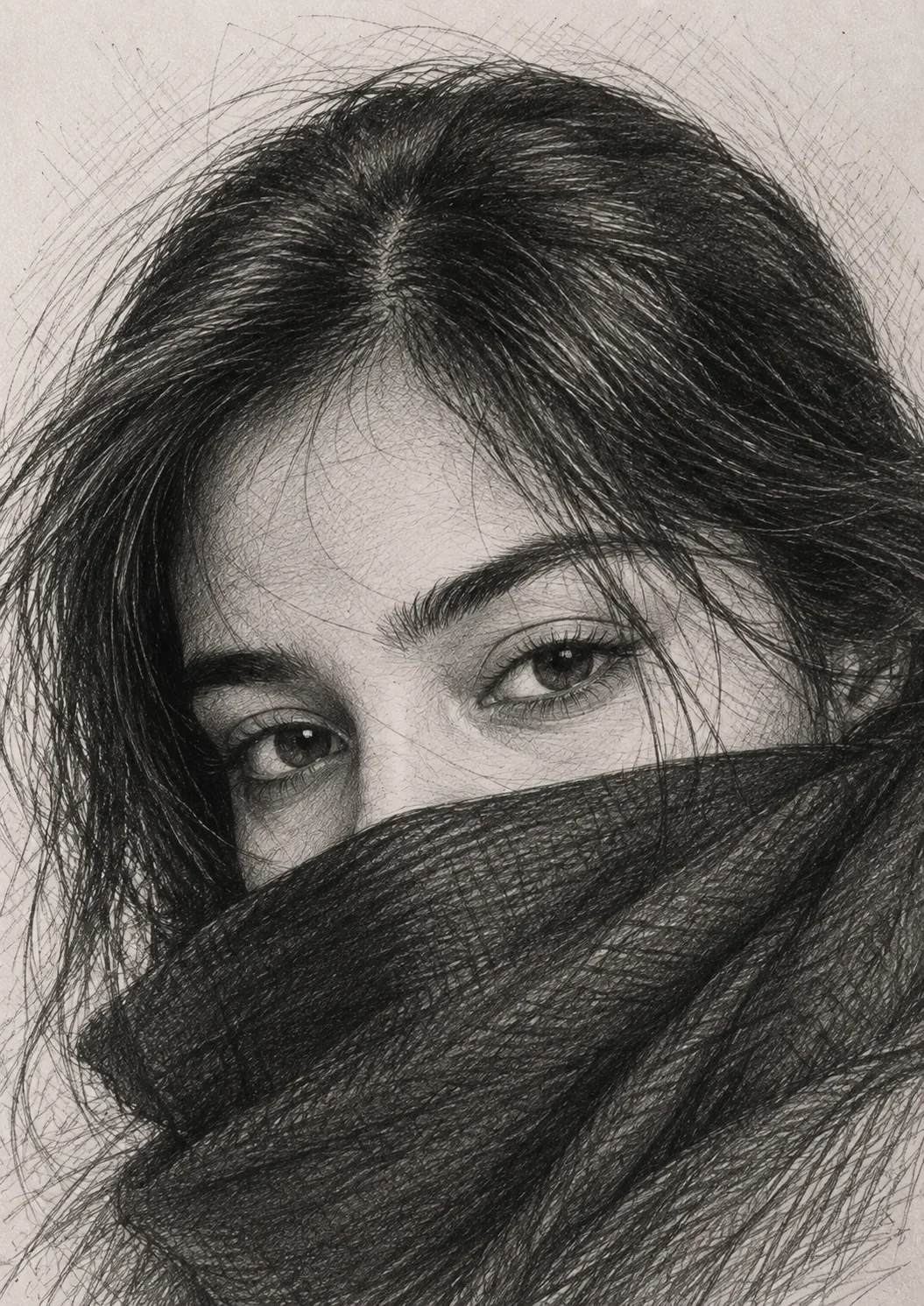 Graphite Soul Hand-drawn Identity Portrait AI Photo Prompt preview example result
