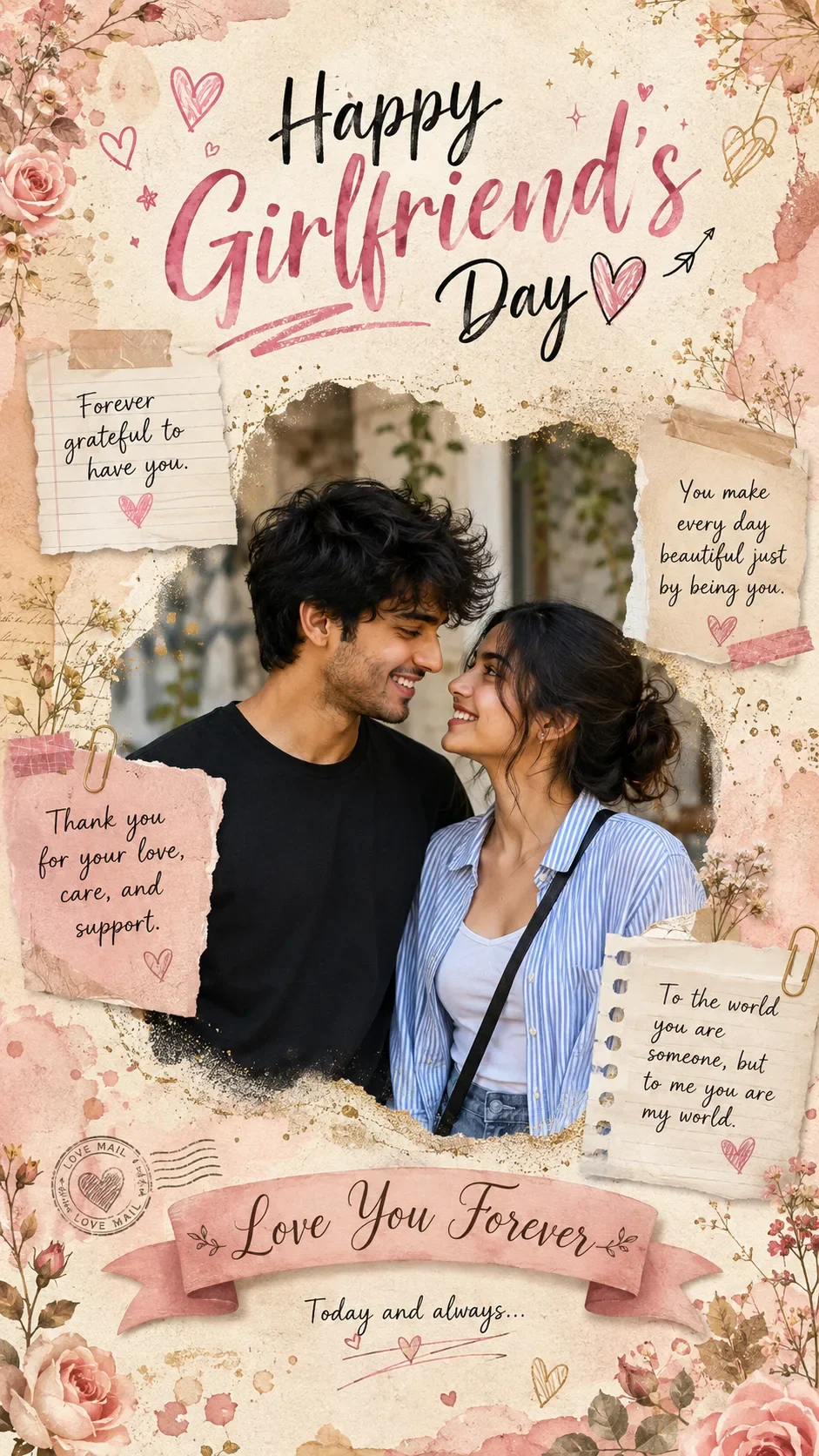 Happy Girlfriend's Day Poster AI Photo Prompt preview example result