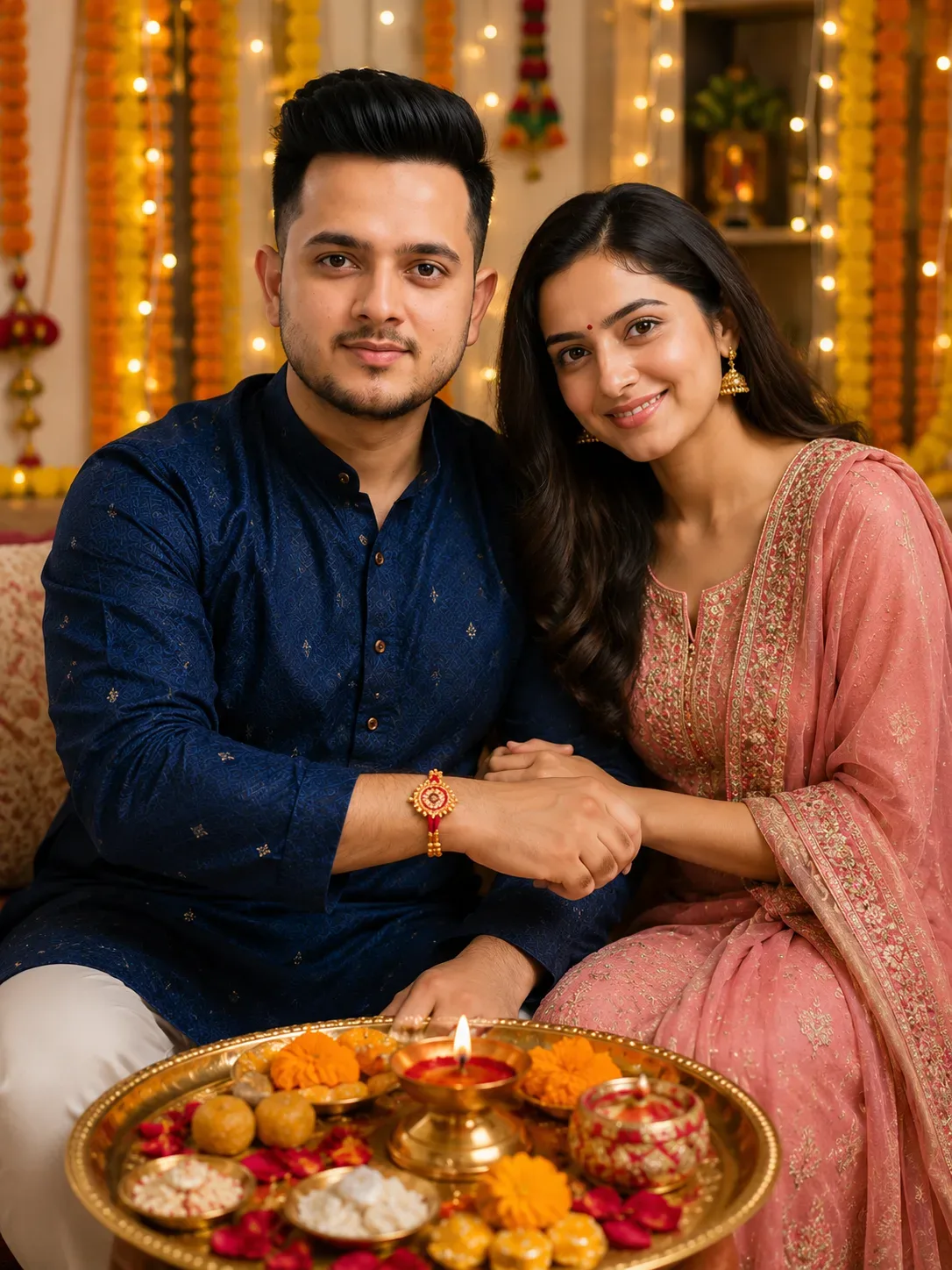 Heartwarming Raksha Bandhan Brother-sister Celebration AI Photo Prompt preview example result