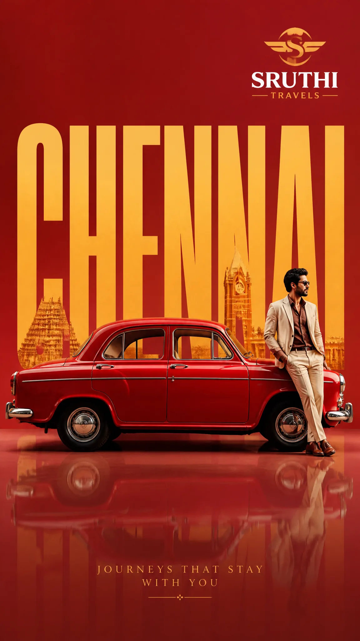 High-End Surreal Automotive Advertising Poster For Sruthi Travels AI Photo Prompt generated preview