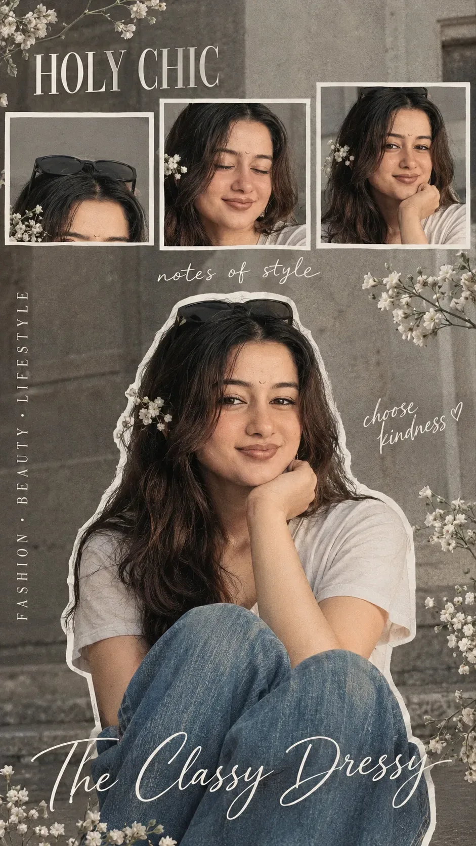 Holy Chic Floral Fashion Collage AI Photo Prompt preview example result