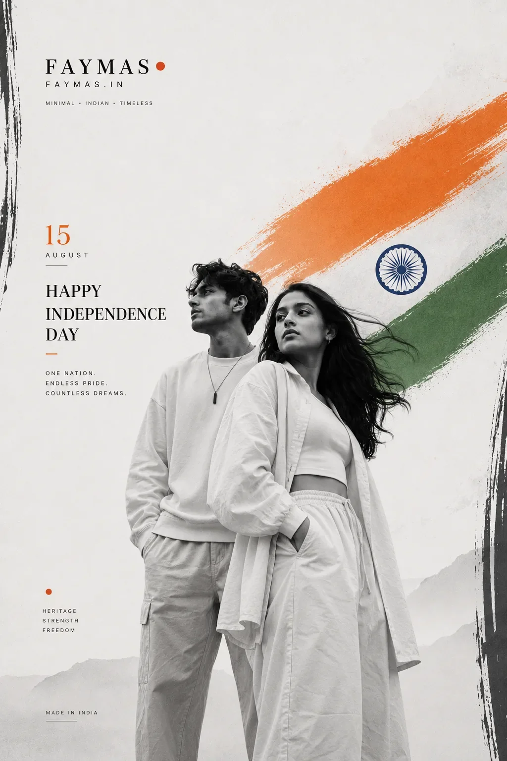 Independence Day 2026 Editorial Poster AI Prompt | Premium Minimalist Indian Fashion Campaign preview example result