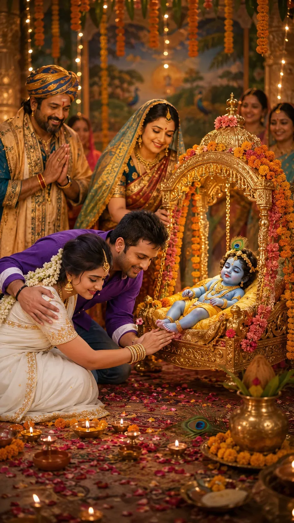 "janmashtami Kanha Janm Divine Family Blessing" AI Photo Prompt preview example result